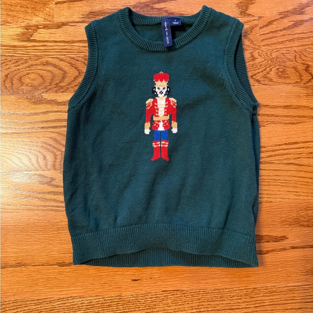 Janie and Jack Forest Green Nutcracker Sweater Vest